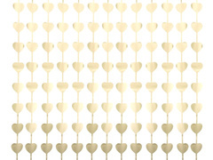 Szív függöny matt arany színben - 100 x 200 cm