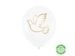 Fehér latex lufi galambokkal - 30 cm - 100 db.