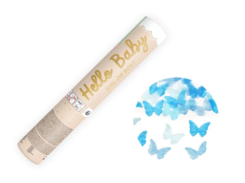 Lány vagy fiú lövőcső? - kék pillangók - 20 cm - 1 db.