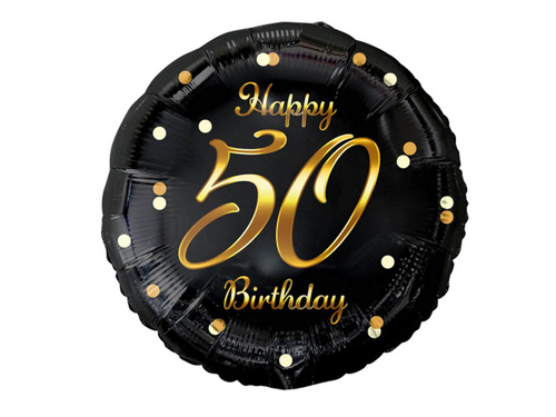 Fóliából készült 50. születésnapi lufi aranynyomással - 45 cm - 1 db.