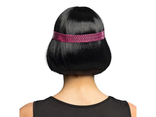 Retro fekete paróka rózsaszín pánttal - 1 db.