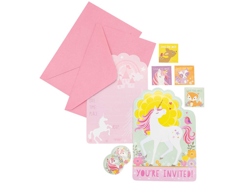 Egyszarvú születésnapi meghívók - 8 db.