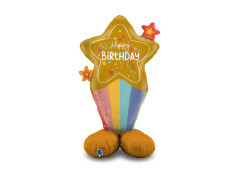 Boldog születésnapot álló fólialufi csillaggal - 52" - 1 db.