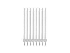 Ezüst születésnapi gyertyák - 10 cm - 8 db.