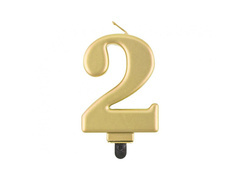 Fémszínű arany számgyertya - 2 - kettő