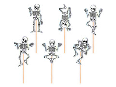 Halloween Skeleton cupcake picks - 6 db.