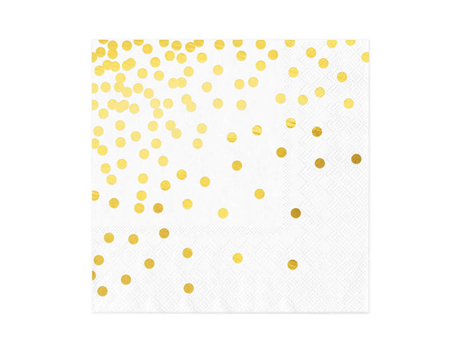 Fehér szalvéták arany pöttyökkel - 33 cm - 10 db.