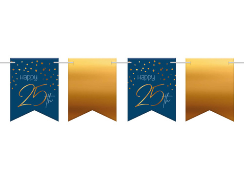 Boldog 25. születésnapot banner tengerészkék és arany - 600 cm - 1 db.