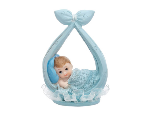 Gyermek figura kék zsebkendőben - 11 cm