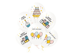 Boldog születésnapot torta latex lufi - 30 cm - 6 db.