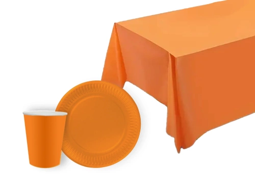 Pohár + szalvéta + papírtányér készlet narancssárga - 24 db.
