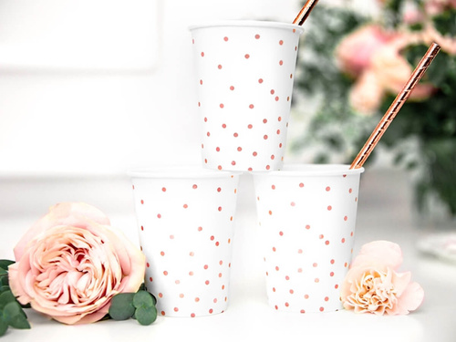 Papírpoharak Dots fehér - 260 ml - 6 db.