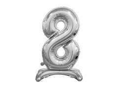 Álló fólialufi 8-as számú lufi ezüst - 74 cm