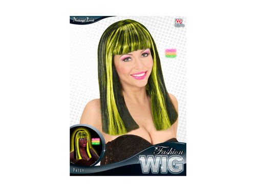 Fekete és sárga neon Patsy paróka kiemelésekkel