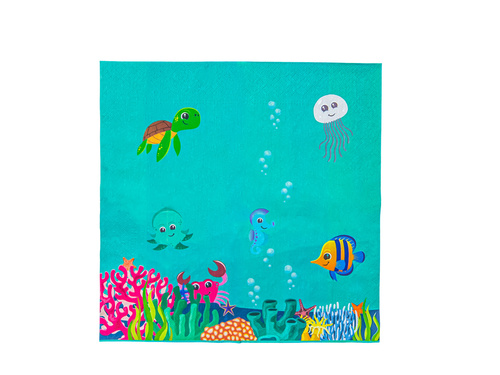 Pohár + szalvéta + papírtányér készlet Víz alatti világ - 36 db.