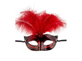 Karneváli maszk piros tollakkal