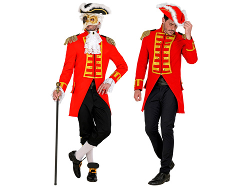 Jelmez piros, parádés frakkban