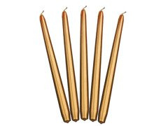 Fémszínű arany kúpgyertya - 29 cm - 10 db.