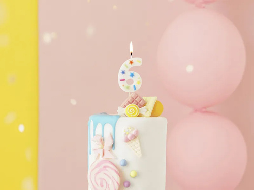 Hatos számú gyertya konfetti - 6 - 1 db.