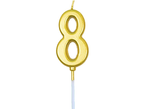 Arany számgyertya - 8 - 1 db.