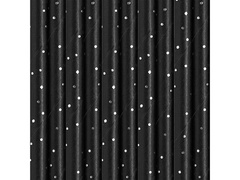 Fekete csöves szívószálak ezüst pöttyökkel - 10 db.