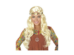 Szőke hippi paróka százszorszép fejpánttal