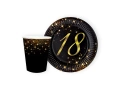 Csillogó 18. születésnapi papírpoharak + tányérok készlet - 24 db.