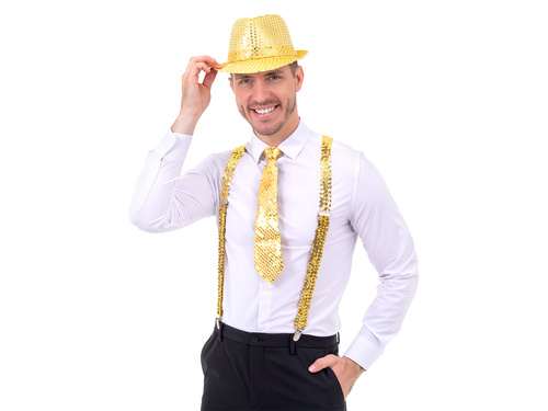 Flitteres nyakkendő - arany - 36 cm - 1 db.