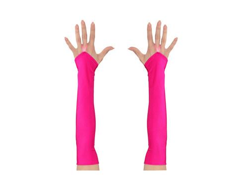 Neon rózsaszín szatén ujjatlan kesztyű 43 cm