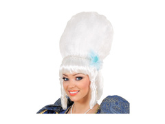 Marquesa paróka fehér gyöngyökkel és kék virággal