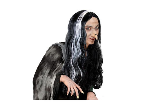 Mortisia fekete-fehér hosszú paróka