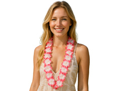 Hawaii rózsaszín és fehér nyaklánc - 90 cm - 1 db.