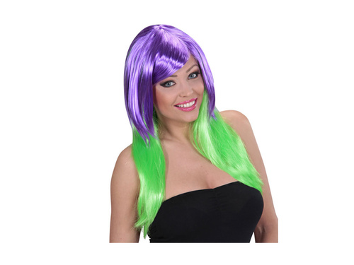 Lila és zöld kéttónusú paróka