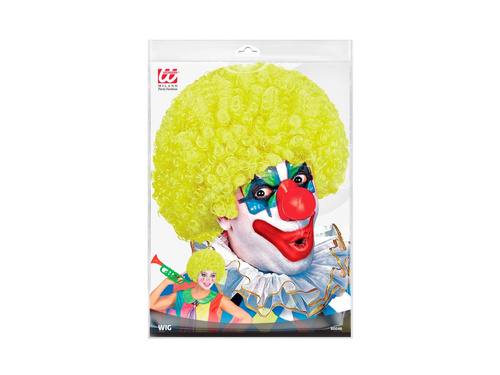 Göndör bohóc paróka sárga afro haj