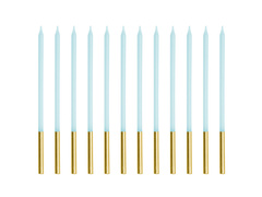 Kék és arany születésnapi gyertyák - 14 cm - 12 db.