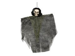 Akasztós dekoráció Csontváz fekete sálban - 30 cm - 1 db.