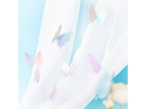 Ezüst holografikus pillangó matricák - 12 db.