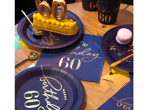 Hatvanadik születésnapi szalvéta tengerészkék - 33 cm - 10 db.