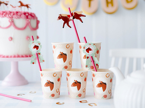 Születésnapi szívószálak lovak - 6 db.