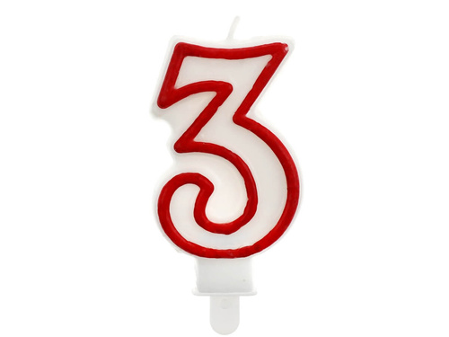 Számgyertya piros szegéllyel három - 3