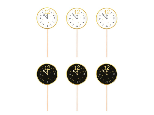 Szilveszteri cupcake picks Happy New Year órák - 6 db.