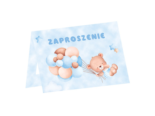 Kék medvék lufis meghívók - 6 db.