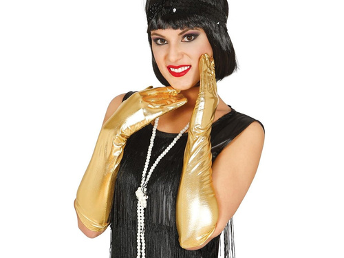 Arany hosszú farsangi kesztyű - 44 cm.