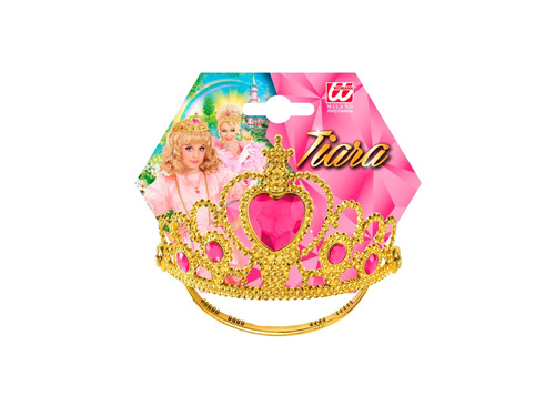 Arany tiara rózsaszín ékszerekkel