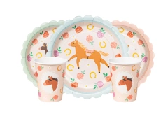 Készlet poharak + papírtányérok Lovak - 24 db.