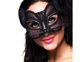 Fekete macska farsangi maszk flitterekkel - 1 db.