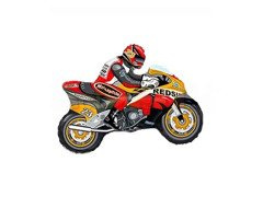 Narancssárga és piros motorkerékpár fóliából készült lufi - 31 x 24 cm - 1 db.