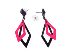 Rombusz fülbevaló rózsaszín és fekete