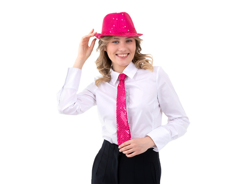 Flitteres nyakkendő - rózsaszín - 36 cm - 1 db.