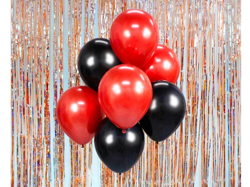 Piros és fekete lufik készlete - 30 cm - 7 db.
